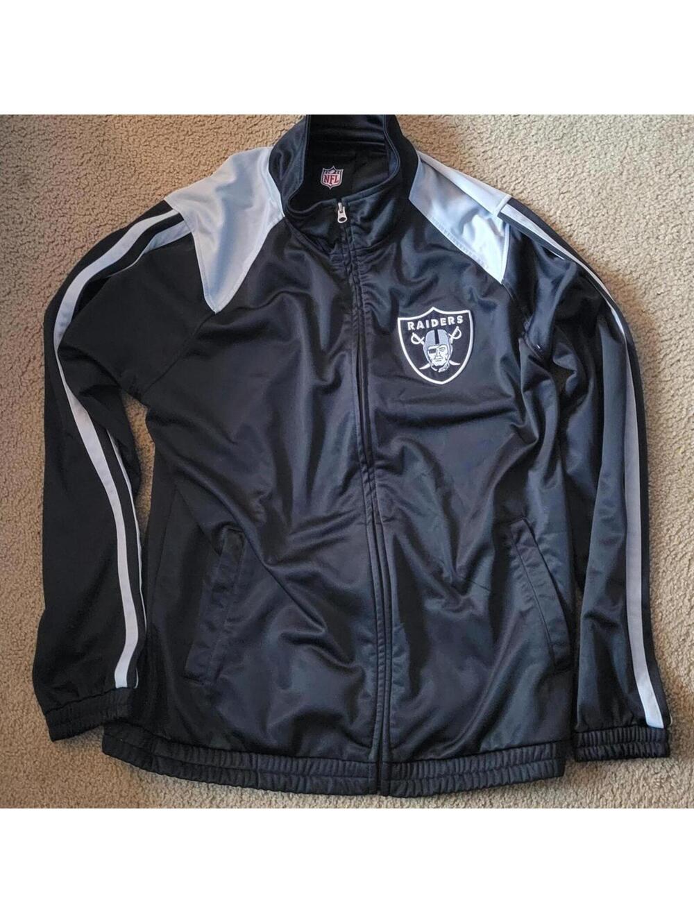 NFL black polyester Raiders zip up jacket - Picture 2 of 6